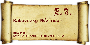 Rakovszky Nándor névjegykártya